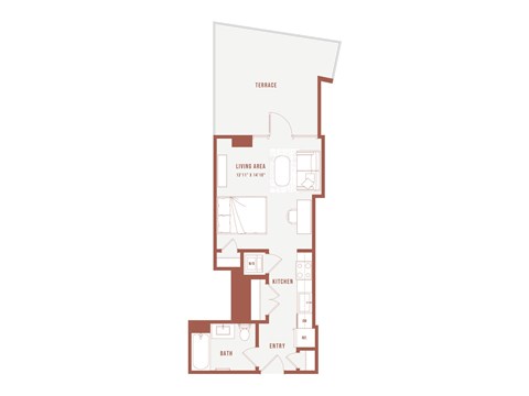 Floor plan for studio, 1 bath, 455 sqft